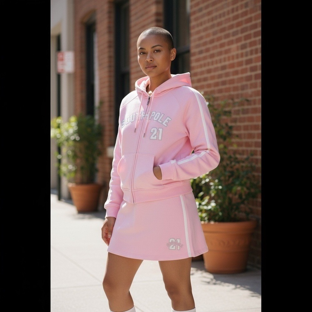 Vintage Southpole Pink‎ Tracksuit Set Hoodie Sweatshirt Skirt Size XL Athletic